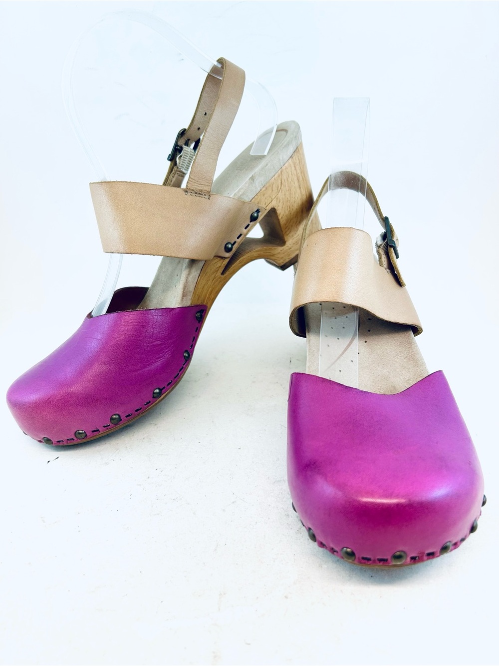 Dansko Lavender Pink Sand Thea Studded Open Heel Slingback Clogs, size 40 9.5 10